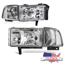 For 94-02 Dodge Ram 1500 2500 3500 Chrome Housing Clear Corner Headlight Lamps For 94-02 Dodge Ram 1500 2500 3500 Chrome Housing Clear Corner Headlight Lamps