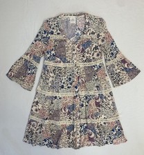 Knox Rose Tiered Peasant Dress S Midi Coquette Feminine Boho Cottage Patchwork