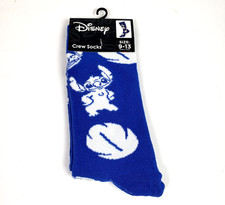 Disney Stitch Adult Size 9-13 Blue Stitch Graphic Novelty Crew Socks 1 Pk