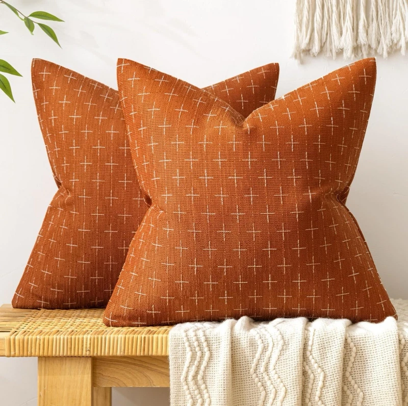 Burlap Linen Decorative 20x20 Throw Pillows Pack of 2