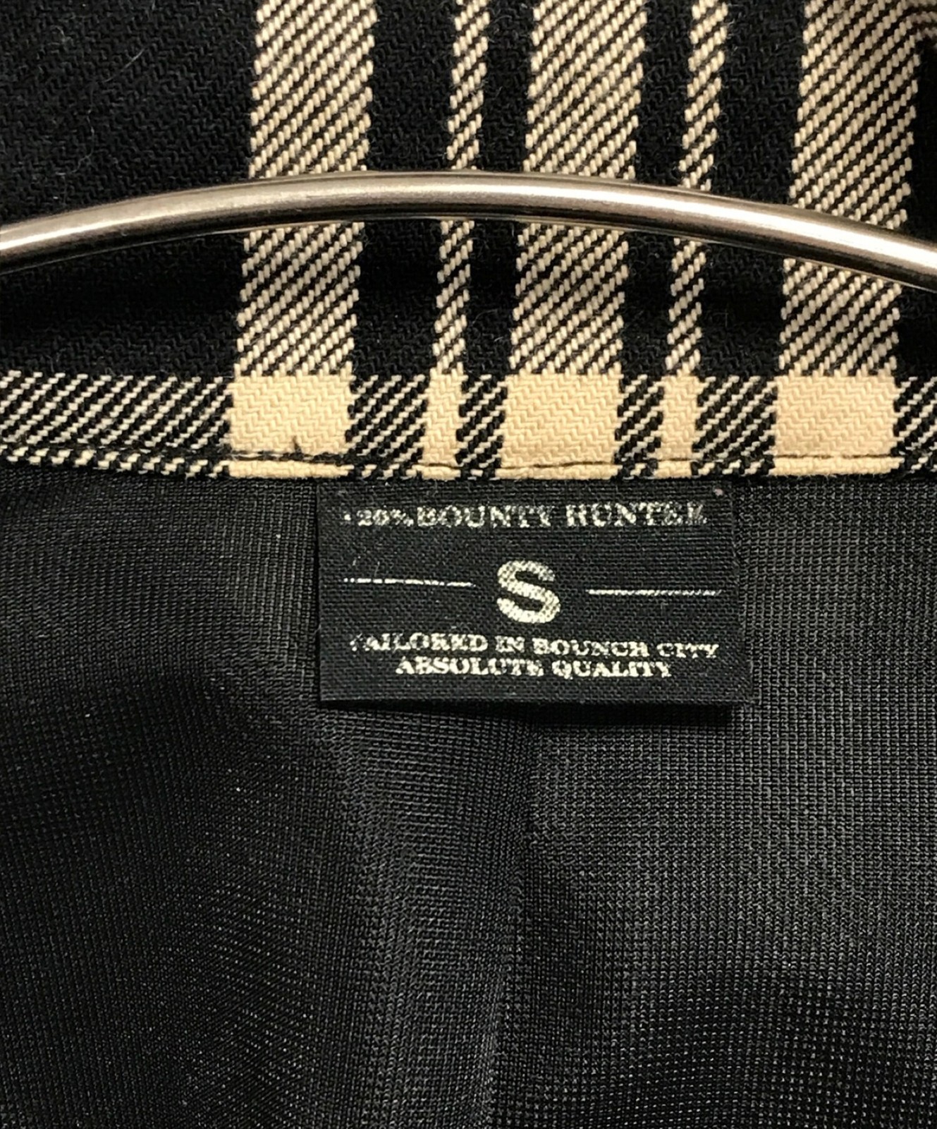BOUNTY HUNTER Bondage Check Jacket Cotton Size: S Black Men Auth Excellent