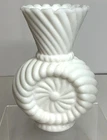 Vtg Possible Imperial Glass Satin White Doe Skin Swirled Milk Glass Vase 4.5"