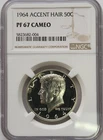 1964 Accent Hair Kennedy Half Dollar NGC PF67 Cameo
