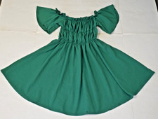 Girls Shein Teen Dress Size 12-13Y Emerald Green Smocked Off Shoulder