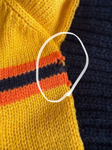 Vintage 70er Le Mans M gelb schwarz orange gestreift Rollkragen Pullover Retro Mod - Bild 9 von 11