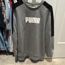PUMA Gray Black Pullover Sweatshirt Crew Neck Long Sleeve Keeps You Dry Size L