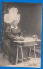 Normandia, France, Bobbin lace maker woman , ...