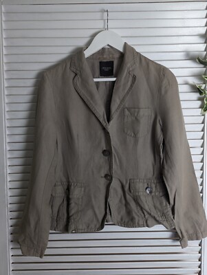 Max Mara Weekend Leinen Baumwollmischung Übergangsjacke hellkhaki Gr. UK10