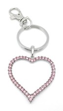 Pink Heart Key Ring Handbag Charm Crystal Zipper Pull Jewelry Valentines Gifts