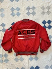 Vintage 70s 80s ACES Arlington Soccer Chain Stitch Satin Bomber Jacket  S/M USA