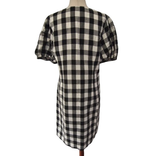 NWT LOFT Womens Dress 6 Black Gingham Button Front Shirt Short Sleeve Linen - Picture 4 of 7