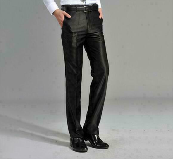 Mens Formal Business Dress Pant Shiny Satin Wedding Straight