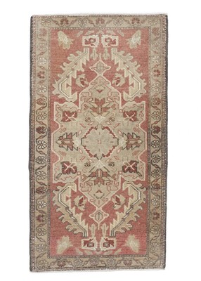 Oriental Hand Knotted Vintage Turkish Mini Rug 1'10'' x 3'4'' #10670