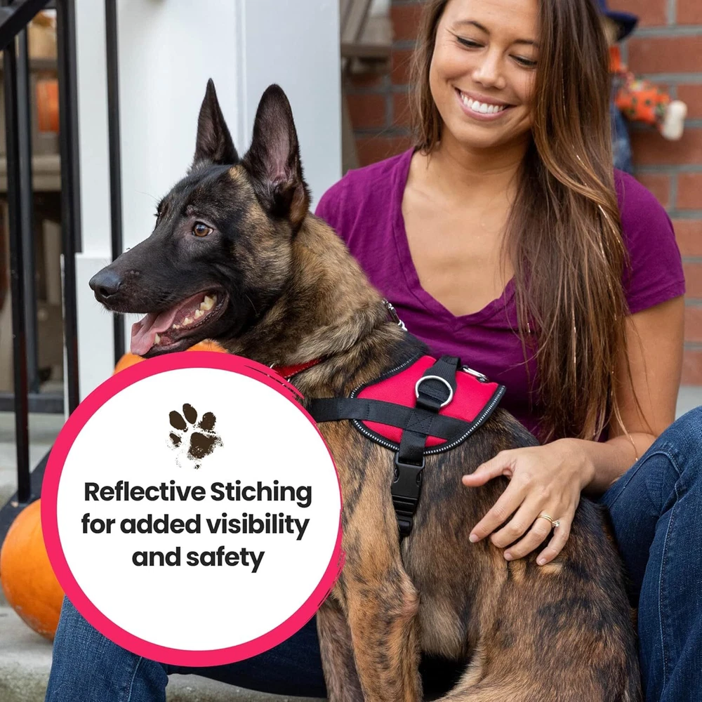 Dog Harness, No-Pull Pet Harness, Adjustable & Reflective, Soft-Padded No-Choke