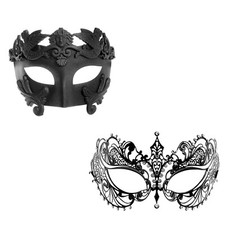 Black Venetian Warrior Laser Cut Princess Mask Masquerade Party for Couple