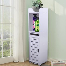 4 Tier Toilettenschrank Holz Freistehend Schmaler Badezimmerschrank Homeheld