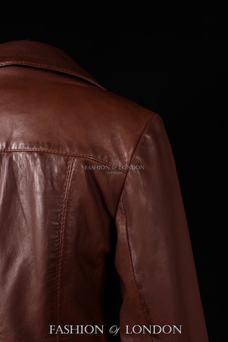 Femmes MIDDLETON Brun délavé Peau d'agneau Longueur Genou Real Leather Veste - Picture 11 of 13
