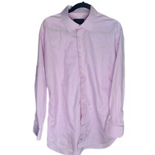 David Donahue Shirt Mens Large Pink Button Up Angled Mitered Cuff Spread
