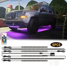 6PCS Car RGB LED Underglow Neon Light Strip Kit For Jeep Grand Cherokee Wrangler