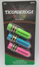 TICONDEROGA 38963 PENCIL SHAPED NEON ERASERS 3PK