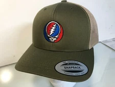 Grateful Dead Steal Your Face Embroidered Yupoong Snapback Retro Trucker Cap 