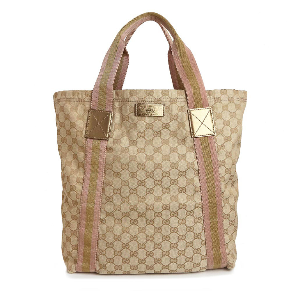 GUCCI GG Canvas Tote in Beige Pink and Gold-image
