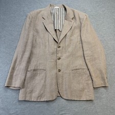 VTG GAP Blazer Mens Large Beige Linen Sport Coat Jacket Three Button Old Money