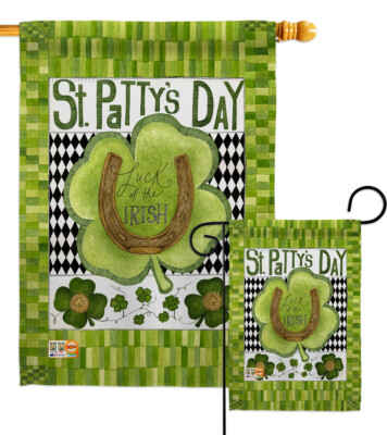 Luck of the Irish Clover - Garden Houe Yard Flag Banner