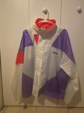 Vtg LA Gear Windbreaker Track Jacket Embroidered Logo White Purple Pink M