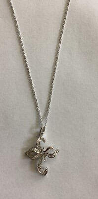 #ad HSN Sterling Silver Citrine amp; Cubic Zirconia Cross Pendant 18” Necklace $19.49