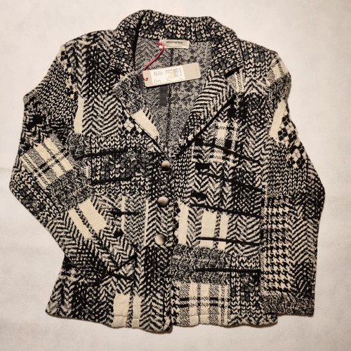 Aldomartins Black White Patterned Patchwork Blazer Jacket size 12 New - Picture 3 of 15