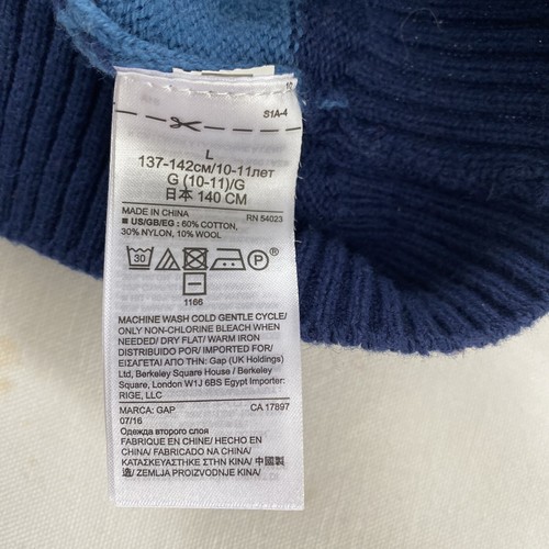 Gap Boys Dinosaur Cotton Wool Crewneck Sweater Blue Green 10 - Picture 5 of 6