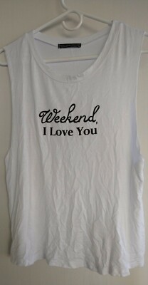 Rock Rose Couture Weekend, I love you Graphic Muscle Tank Tee Top Size Small
