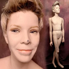 Vintage 60s Realistic Smirking Teen 14 Boy Male Full Life Size Mannequin Creepy