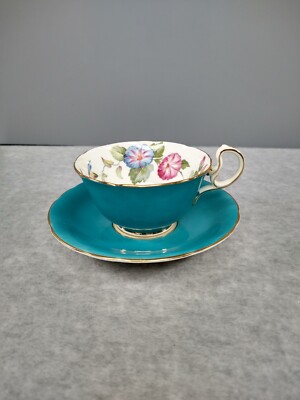 Aynsley Bone China Tea Cup and Saucer Morning Glory B5332