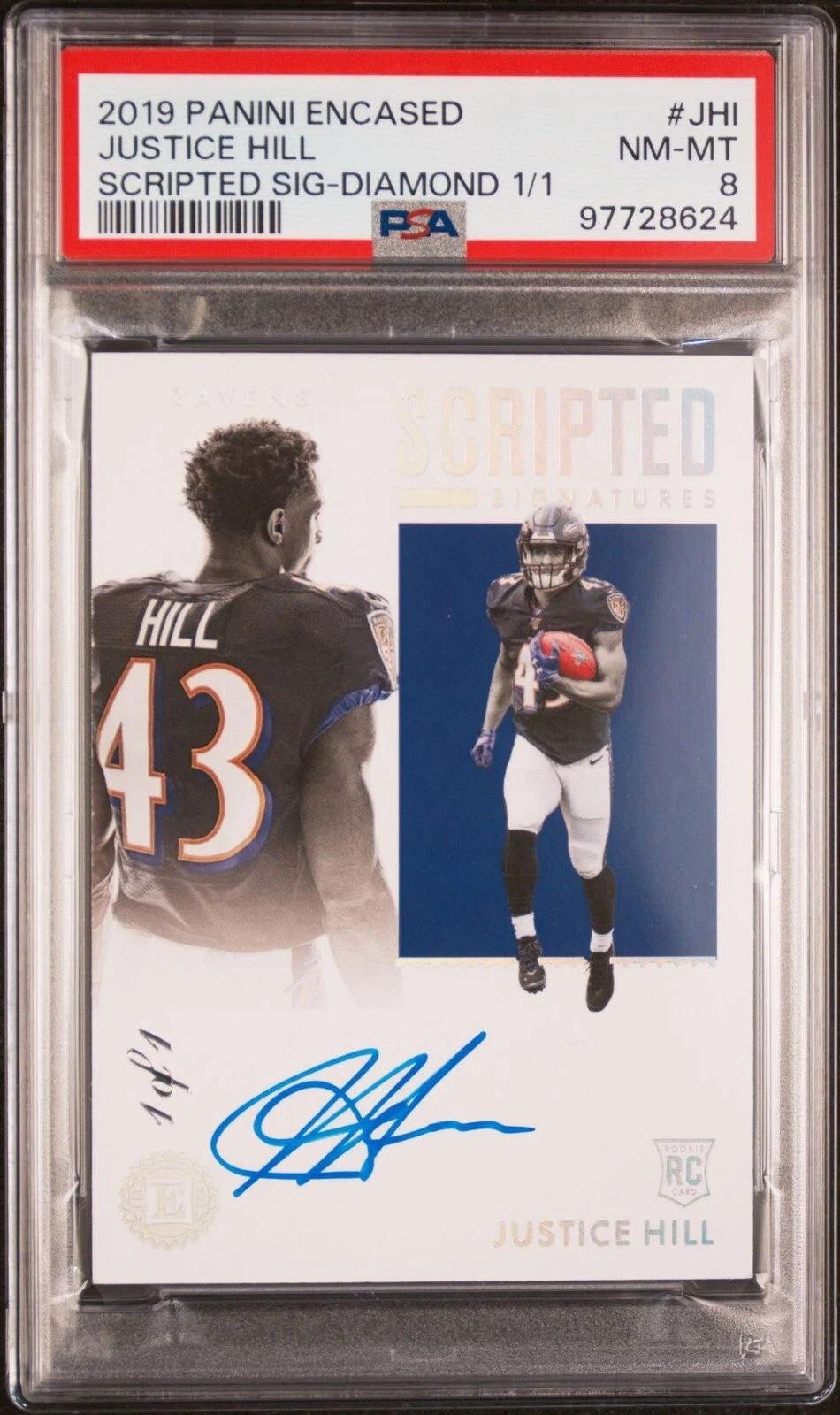 Justice Hill Panini Encased Scripted Signatures #JHI Diamond 1/1