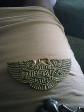 Rare Old Biker Vintage 1970&rsquo;s Harley Davidson Bronze Wings Righteous Belt Buckle