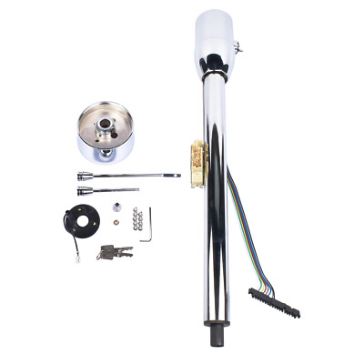 32'' Manual Tilt Steering Column Chrome Floor Shift with 9-Bolt Adapter with Key