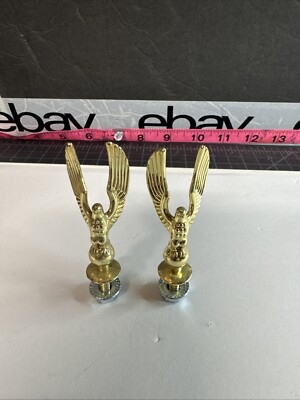 2 Eagle Trophy Topper or Base Trim Accent Screw On Mount Gold Tone Metal Award