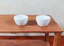 Dollhouse Miniature White Ceramic Bowls Set of 2 1:12 Scale Miniature