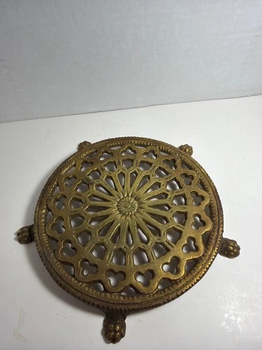 Antique Brass Trivet with Lion Paw Feet  5.5” - product listing photo