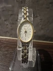 Vintage SEIKO 1F21-5A00 Ladies Quartz Watch Two-Tone Oval Textured Dial Working