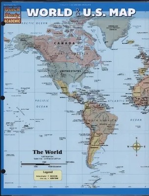 World & U.S. Map A Quickstudy Laminated Refefence Tool Barcharts Publishing Inc