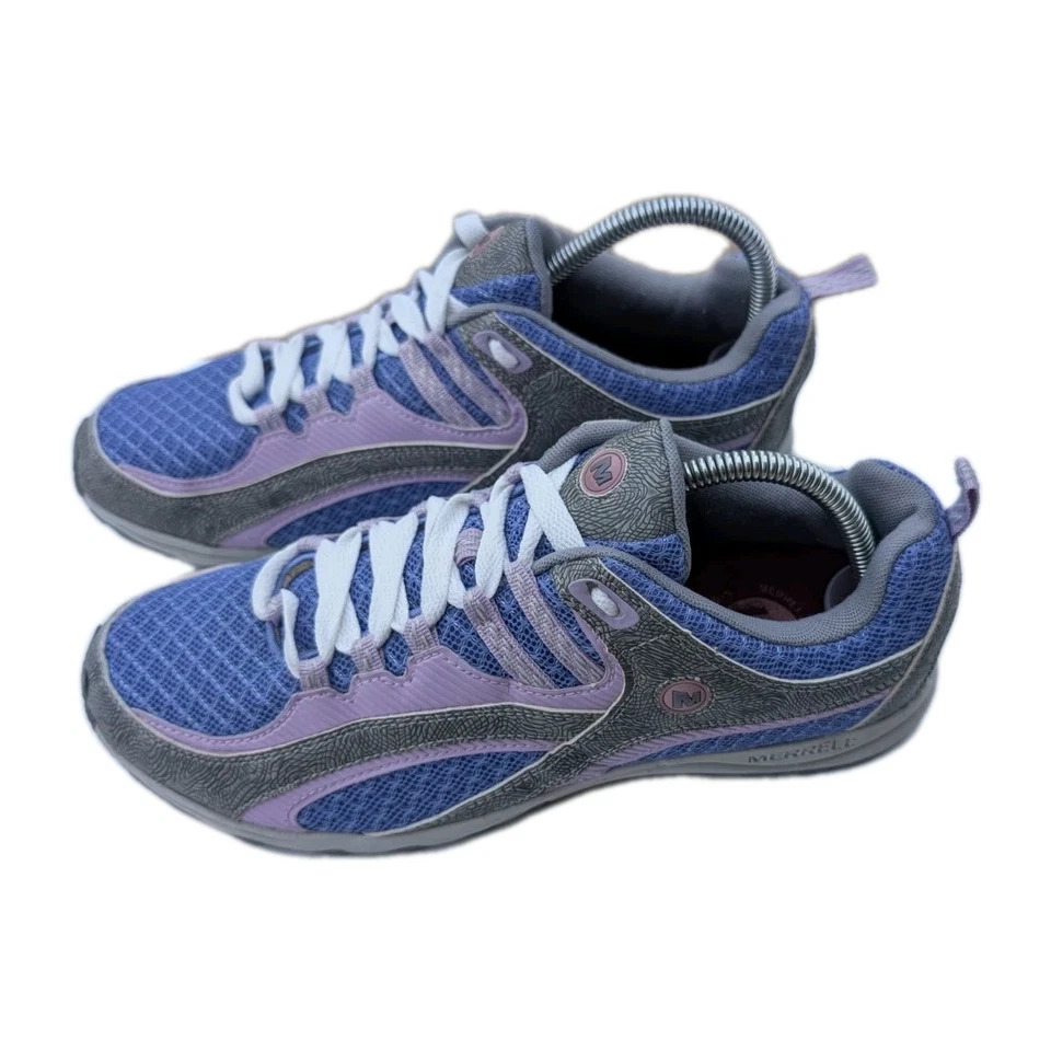 Zapatilla deportiva de trail running Merrell para mujer púrpura gris/azul malla sintética talla 10 Foto 2 de 4