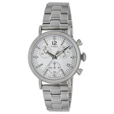 Reloj Pulsera Timex TW2W20900 Waterbury Estándar Borde Moneda Hombre, Plateado, Blanco