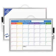 Colorful Monthly Dry Erase Calendar for Wall, 16" x 12" Hanging Whiteboard Ca...
