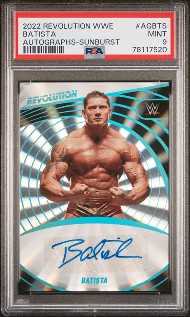 2022 Panini Revolution WWE Batista Autograph PSA 9 Sunburst /99 AGBTS Marvel