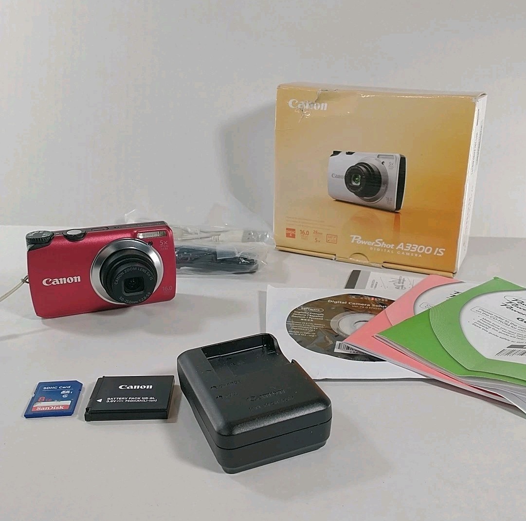 Canon PowerShot A3500 IS 16.0MP Digital Camera - Red for sale