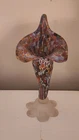 VINTAGE MURANO FRATELLI TOSO MILLEFIORI GLASS CORNUCOPIA VASE  9"  EXCELLENT