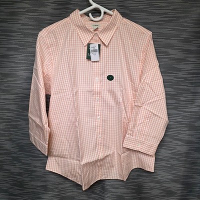 Women's Wrinkle Free Pinpoint Oxford shirt Large Reg 3/4 sleeves in Coral Bay